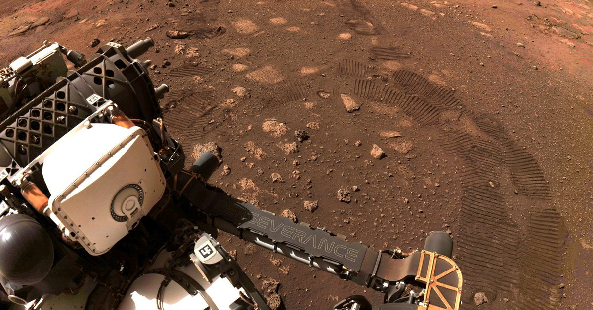 The diligent robot made its first voyage to Mars and photographed the tracks it left behind