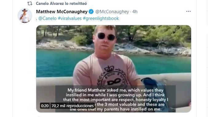 Canello reveals his life values ​​to Matthew McConaughey