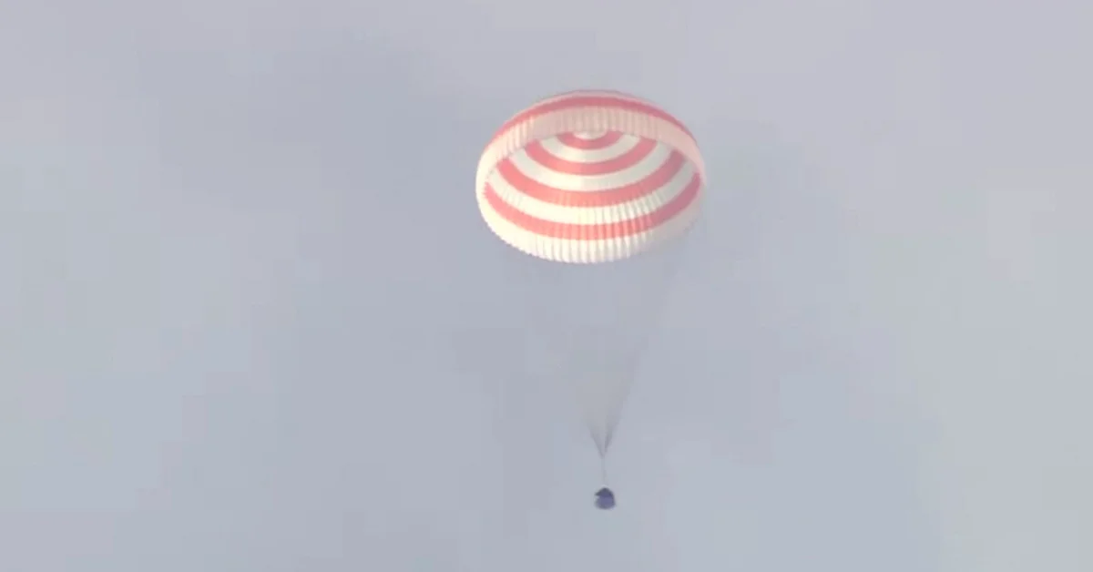 The Soyuz spacecraft landed, bringing two Russian and one American astronaut back to Earth.