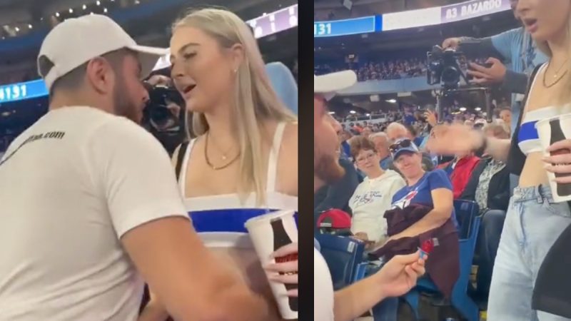 He proposes to a girlfriend with a candy ring and they slap him on MLBMediotiempo