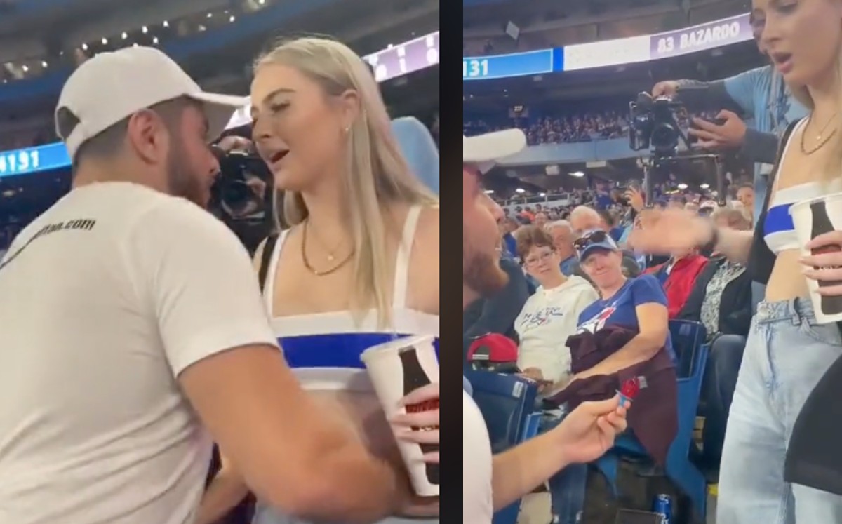He proposes to a girlfriend with a candy ring and they slap him on MLBMediotiempo
