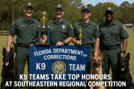 Florida Department of Corrections K9 Teams Take Top Honours at Southeastern Regional Competition