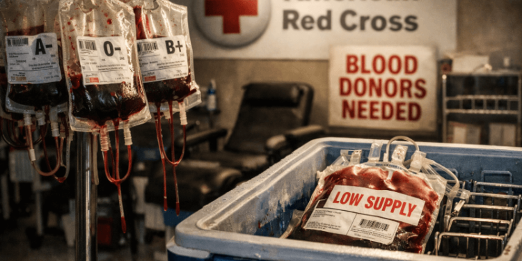 Severe blood shortage as American Red Cross supply falls 35% in a month Severe blood shortage as American Red Cross supply falls 35% in a month