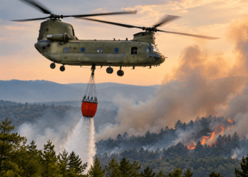 Oklahoma National Guard Deploys Chinook Helicopter to Support Arkansas Wildfire Response